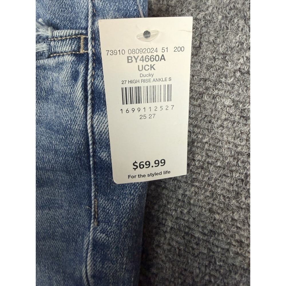 Flying Monkey High Rise Ankle Skinny Jeans Distressed Step Hem Size Tag 25x27 - Picture 4 of 8